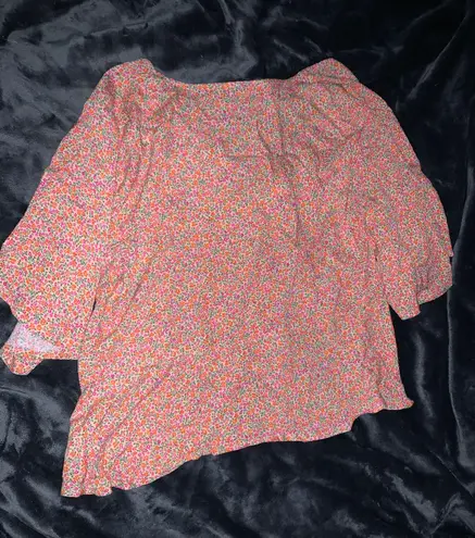 American Eagle Floral Tie Front Babydoll Blouse Top