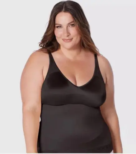 Ruby Ribbon Pin Up Cami #3055 Black Lace Deep V Full Support Shapewear Sz 46