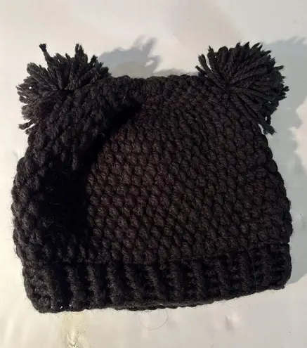 Adult / Kids Cute Fox Ears Cat Ear Hat Crochet Handmade Knitted Warm Beanie Black