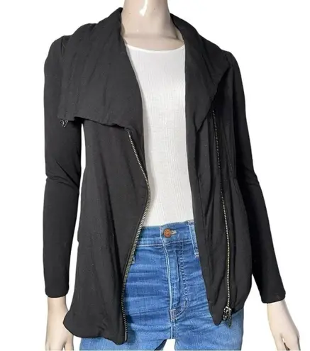 Helmut Lang Women’s Size S Black Heavy Jersey Moto Zip Shawl Collar Jacket