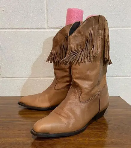 Durango  Vintage Women's Leather Cowgirl Boots 7  Brown Fringe  Western  Concert