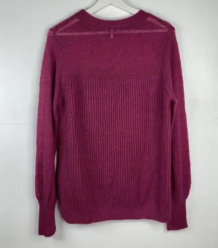 Ella Moss Size L Sweater Penelope Crew Neck Bell Sleeve Knit Pink Magenta