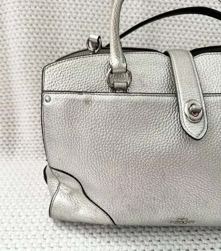 Coach  Mercer 30 Top Handle Satchel Silver Metallic Shoulder Strap Bag Tote