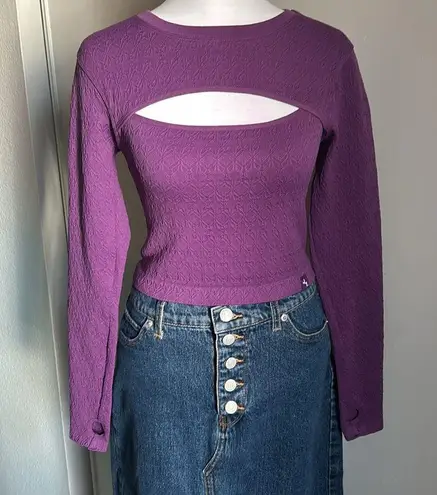 JoyLab NWT Women’s Mulberry Cropped Long Sleeve Textured Athletic Workout Top