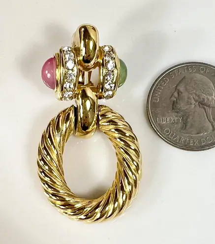 Givenchy Couture Gold & Pastel Door Knocker Clip-On Earrings