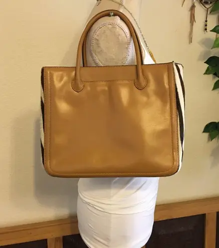 Adrienne Vittadini genuine leather hide satchel