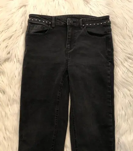 Five Plus Cropped Jeans Black Fringe Studded Size undefined