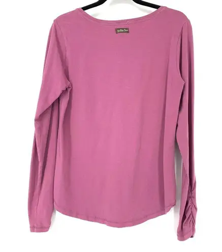 Matilda Jane  Women's Size L Ruched Long Sleeve Henley T-Shirt Solid Pink