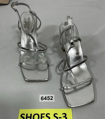 Womans NWOT Modatope Strappy Open Toe Slingback Formal Sandals 10 Silver