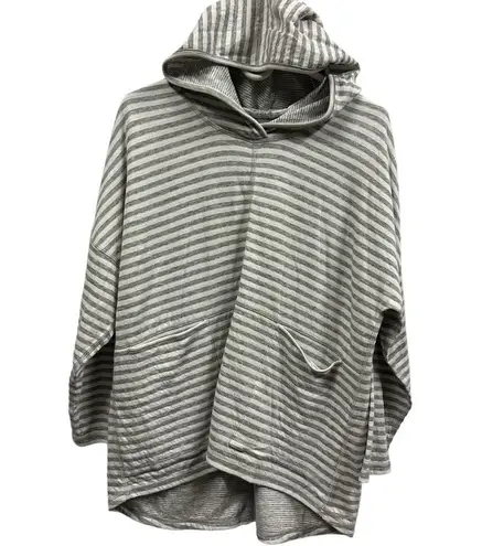 Iridium Reverse Striped Lightweight Pima Cotton Patch Pocket Hoodie Peru Size M Gray Size M