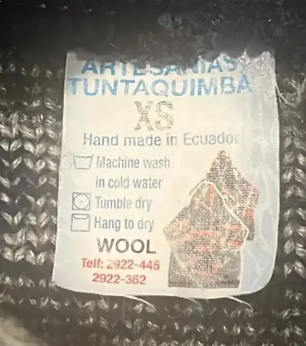 Artesanias Tuntaquimba Handmade Wool Moose Fair Isle Hoodie Sweater XS Blue