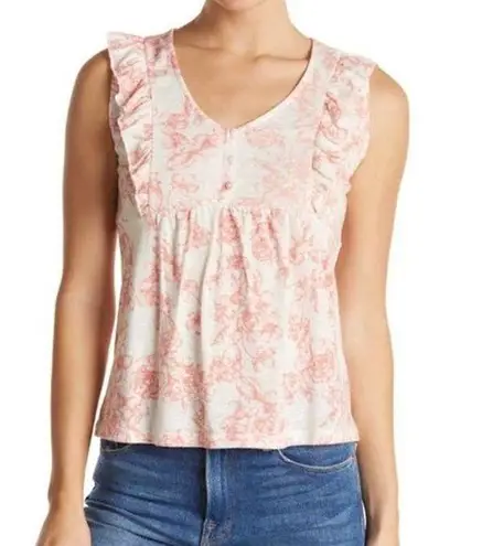 Como vintage NWT Ruffle Trim Floral Print Linen Blend Tank Top size small