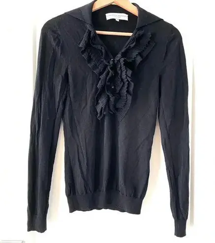 Carolina Herrera Vintage Ruffle Chest Sweater Size S