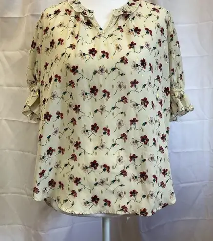 Jon & anna Cream and Brown Flutter Sleeve Blouse