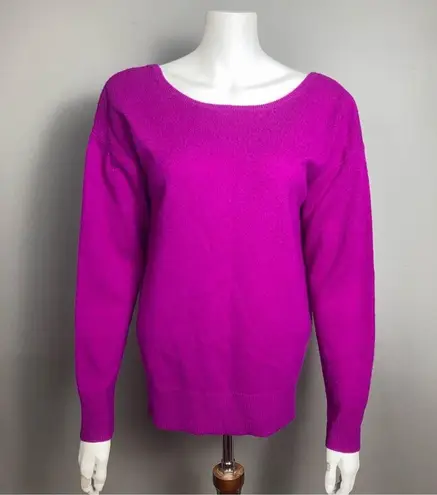 Trina Turk  cashmere sweater medium NWT violet open back bow purple pink colorful