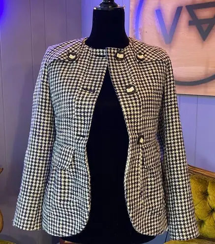 Red Valentino Navy Houndstooth Blazer Blue