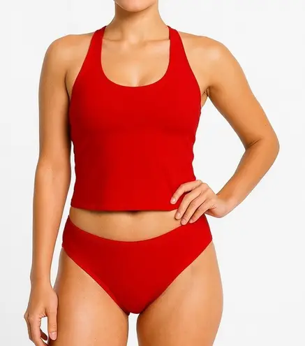 Ativa Red Racerback Tankini Two Piece Swimsuit Top sz 8 Bottom Sz 6 Sporty