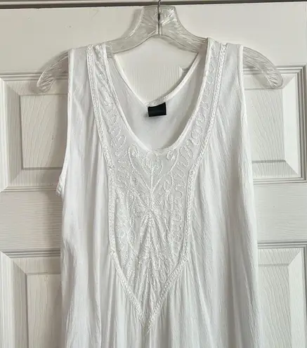 White Asymmetrical Tiered Sundress Coverup Size undefined