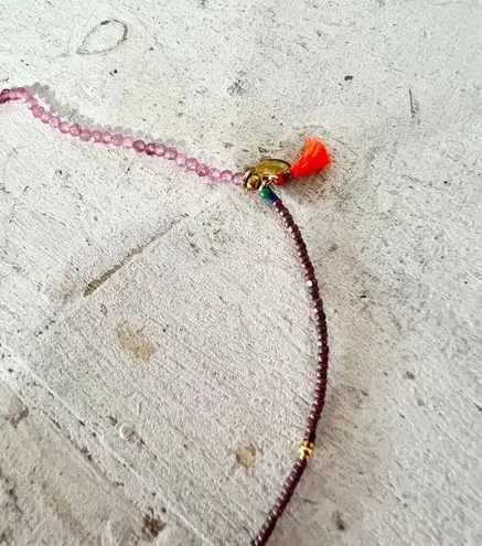 Shashi Aisha Rainbow Purple Crystal Beaded Necklace with Leather Pouch