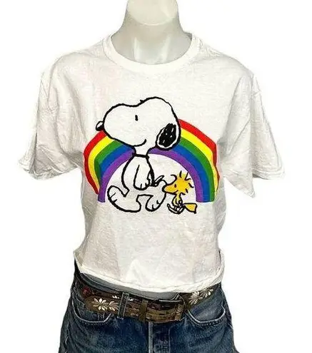 Snoopy Woodstock Rainbow Peanuts Crop Top MEDIUM White T