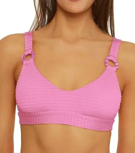 Isabella Rose Maza Textured Bikini Top Bralette Style Bubblegum Pink Size Small