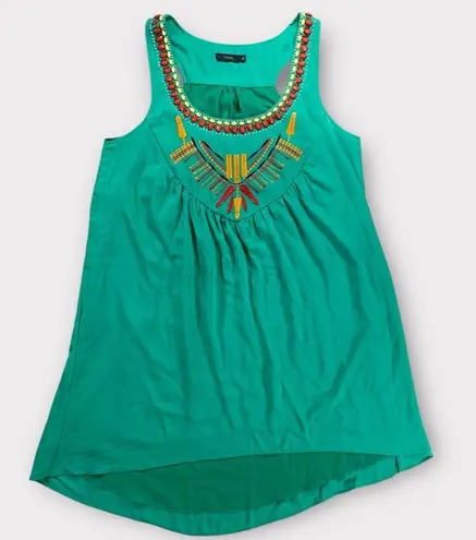 THML Boho Beaded & Embroidered High Low Shift Dress Size Medium #185