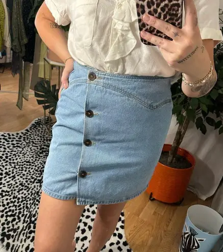 Nanushka Amita 80's Wash Denim Skirt In 80's Wash Blue Size Medium