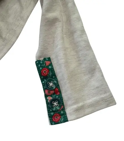 Matilda Jane Narrator Tunic Scoop Neck Long Sleeve Top Shirt Floral Trim Beige