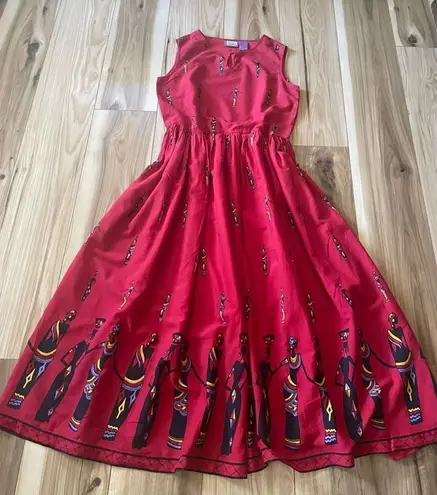 Preview International PREMIER INTERNATIONAL Cotton Red Vintage Maxi African print Dress