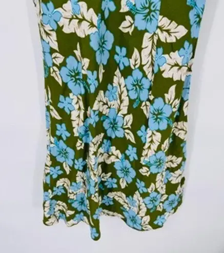 Hilo Hattie Hawaiian Shift Dress Womens Small Blue Green Hibiscus Floral Rayon