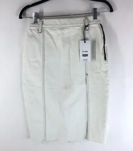 RE/DONE Womens 80s Long Skirt Denim Slit White 25