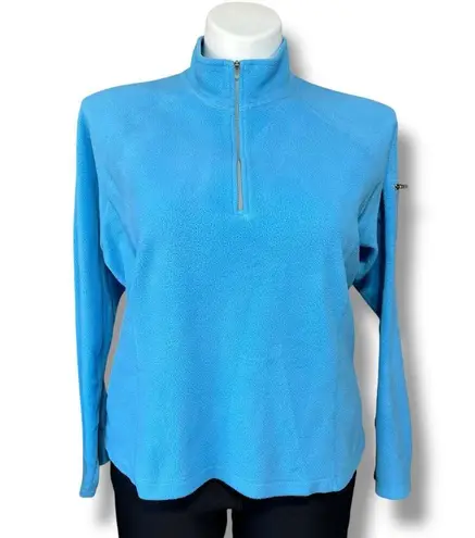LL Bean Womens Quarter Zip Fleece Pullover Shirt Top Blue Outdoor Winter XL