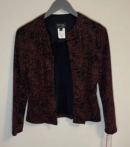 XSCAPE by Joanna Chen. Open Evening Blazer. Size Small Petite. Black/Red Black