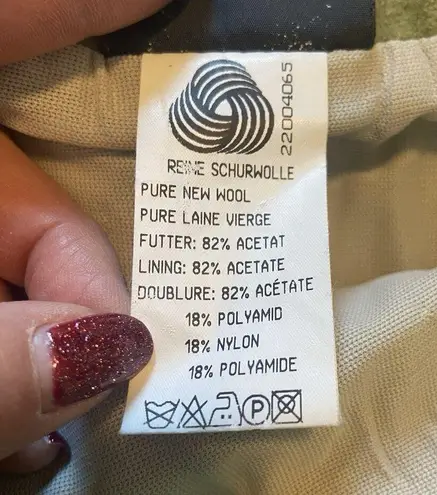 Geiger Wool 2 Piece Green Embroidered Floral Vintage Skirt Jacket Set Size 34