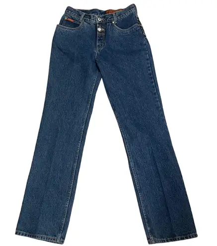 Lawman Jeans Sz 9 Vintage Slim Fit High Waist button detail Denim Y2K hong Komg Blue