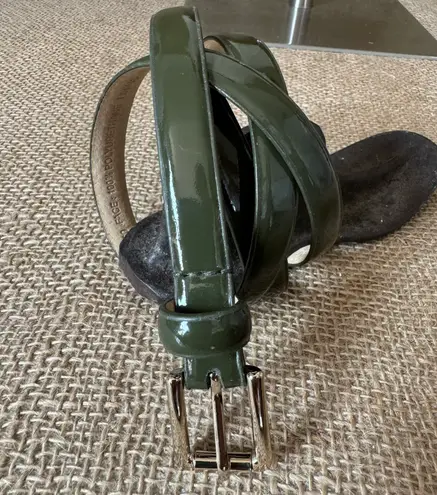 Green Patent Leather Skinny Dress Belt S/M 30