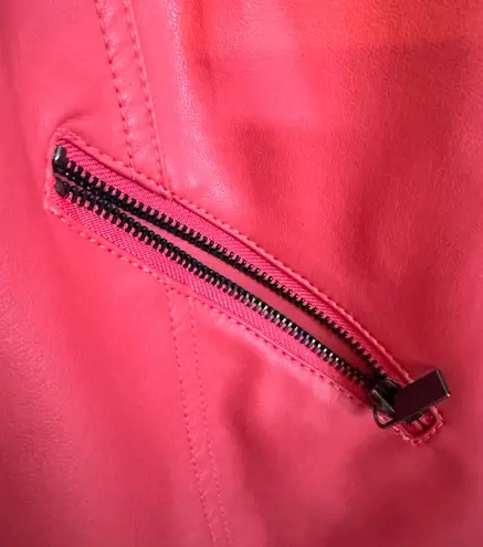 Fox & Ali Faux Leather Jacket. Salmon Color. Large. Orange