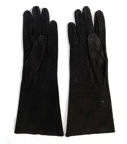 NWT Vintage Black Suede Leather Gauntlet Gloves