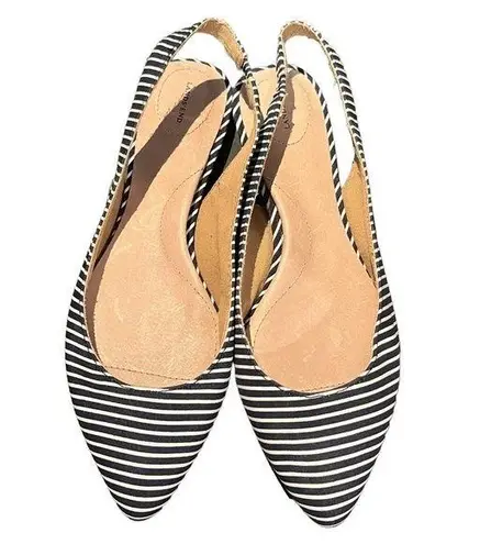 NEW Lands’ End Navy & White Striped Flats Blue Size 9