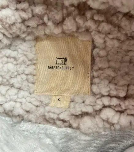 Thread and Supply Pastel Pink & Grey Sherpa Mock Neck Pullover