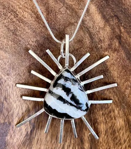 925 Sterling Silver White buffalo Turquoise Necklace Womens Gemstone Jewelry Black