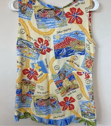 Vtg Weekend Traffic Sleeveless Top Beach Island Hula Girl Floral Stretch Sz M Size M