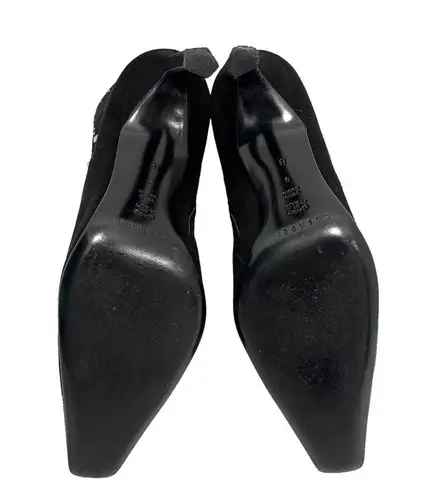 Casadei Black Suede Stiletto Silver Rivets Studs Boots Size 8