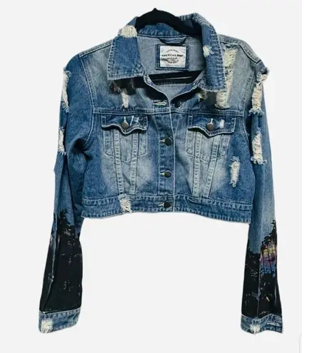 American Bazi Hollywood California Distressed Cropped Jean Jacket Medium