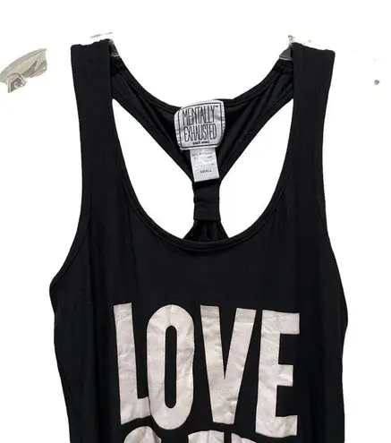 Mentally Exhausted Love Sleep Pajama Tank Top Black Size Small