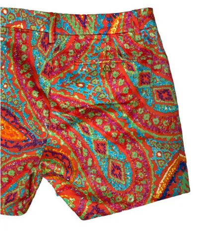 Ralph Lauren Lauren  Paisley‎ Shorts Orange Pink Teal 5" Inseam Size 6