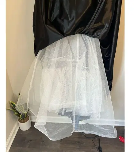 Let's Prom Cinderella Shimmery Blue Dress Mesh Details Corset Double Straps XS