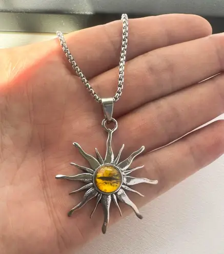 Sun Eyes Pendant Necklace for Men Women Streetwear Punk Hip Hop Unisex Style Silver