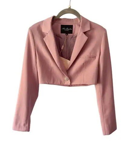 NWT Nana Jacqueline Stella Cropped Blazer Diamond Crystal Single Button Purple Size M