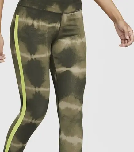 Nike NWT Women's  Dri-FIT One Luxe Mid-Rise Printed Training Leggings Green Volt